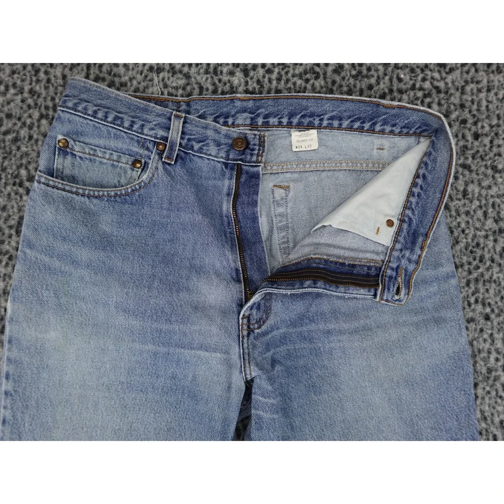 Levis 540 Relaxed‎ Fit Jeans Mens 34x26 Light Blue Raw Hem Cropped Denim